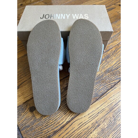 NEW $198 Johnny Was Ojai Sandal Size 10 Women's Blue Denim Slide Sandal - Picture 7 of 9